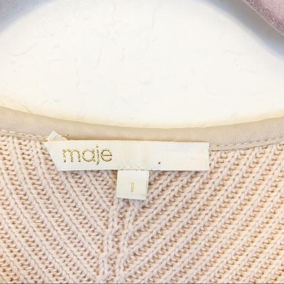 Maje Womens Size Small Sweater Pull Eduel Poncho Style Puloover Lamb Leather - Picture 7 of 7